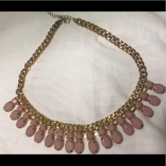 Jcrew inspired mauve/pink & gold plated necklace. - Picture 4 of 7